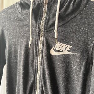 Nike Black Speckled Zip-Up Hoodie with White Logo
